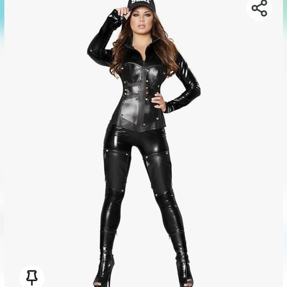 Roma Costume 3 pc Bulletproof Swat Babe Halloween Sexy Bodysuit Costume Medium - Picture 1 of 16